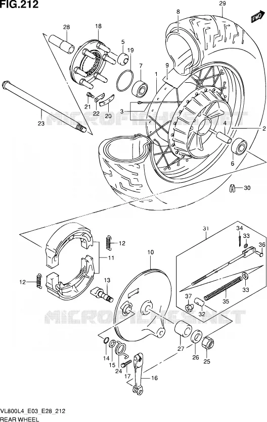 ACHTERWIEL (VL800L4 E03) Suzuki MOTO 800 VOLUSIA 2014  VL800 L4/VL800T L4/VL800C L4