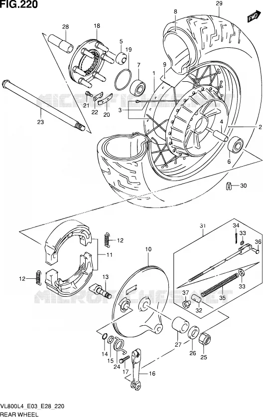 ACHTERWIEL (VL800TL4 E33) Suzuki MOTO 800 VOLUSIA 2014  VL800 L4/VL800T L4/VL800C L4