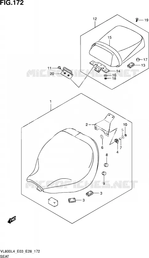 SEAT (VL800L4 E03) Suzuki MOTO 800 VOLUSIA 2014  VL800 L4/VL800T L4/VL800C L4