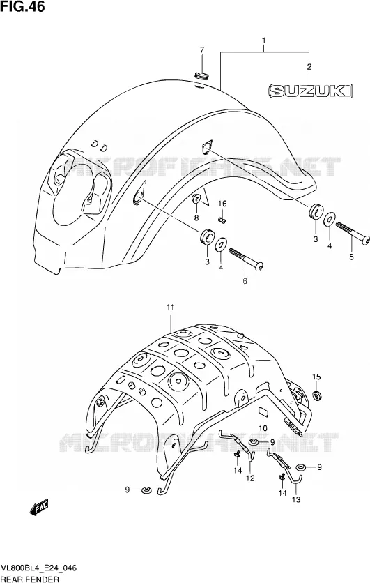 ACHTERSPATBORD Suzuki MOTO 800 MARAUDER 2014  VL800B L4 (E24)