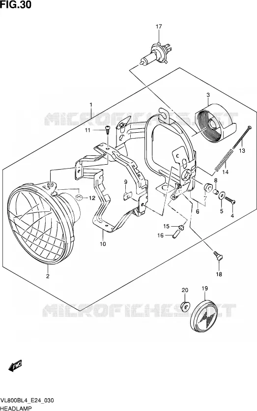 KOPLAMP Suzuki MOTO 800 MARAUDER 2014  VL800B L4 (E24)