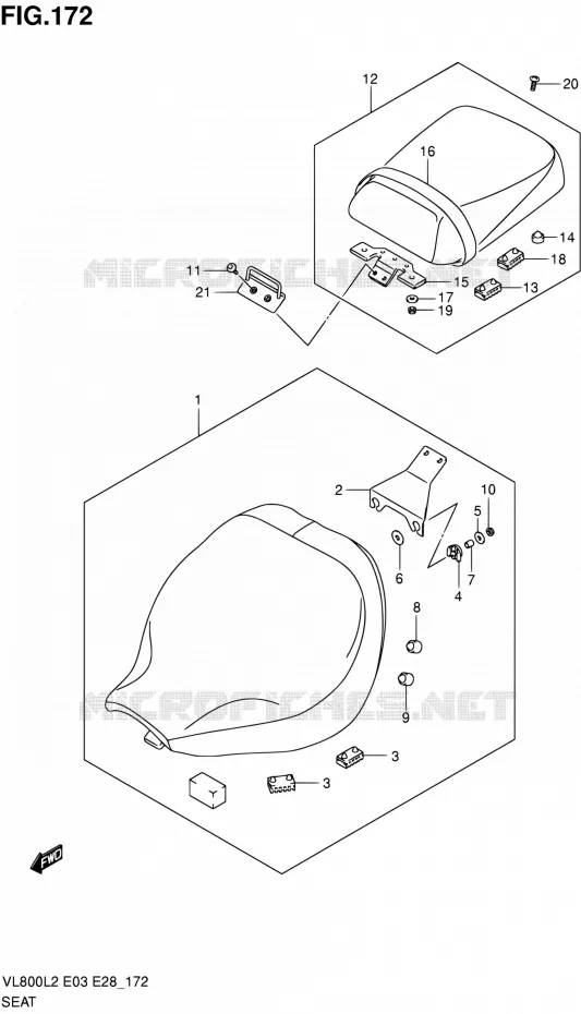 SEAT (VL800L2 E03) Suzuki MOTO 800 VOLUSIA 2012  VL800CL2