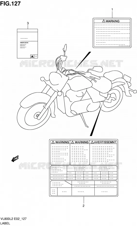 ETIKET (VL800CUEL2 E19) Suzuki MOTO 800 VOLUSIA 2012  VL800CUEL2