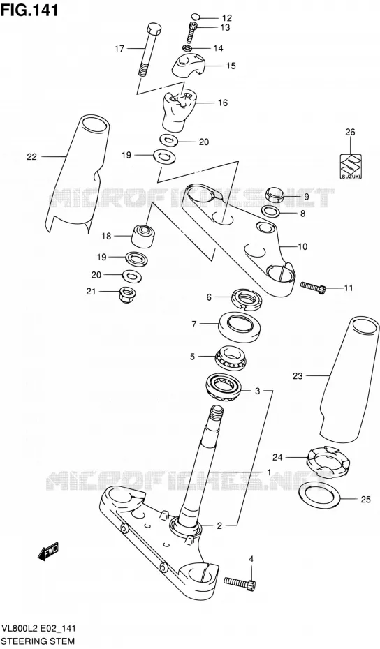STUURKOLOM (VL800L2 E24) Suzuki MOTO 800 VOLUSIA 2012  VL800CUEL2