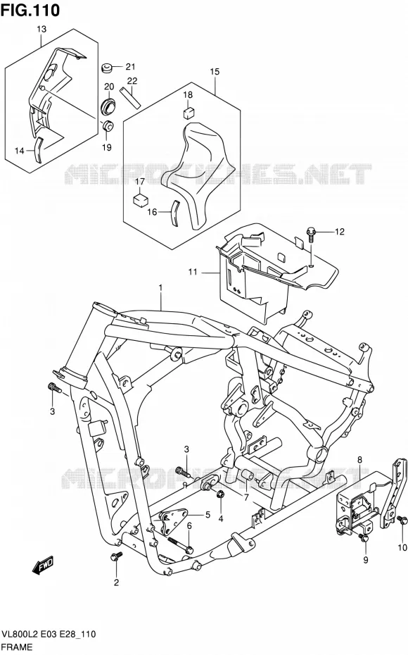 FRAME (VL800CL2 E03) Suzuki MOTO 800 VOLUSIA 2012  VL800TL2