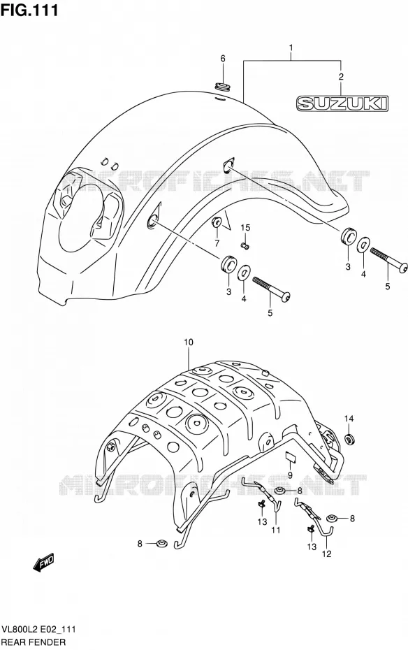 ACHTERSPATBORD (VL800L2 E19) Suzuki MOTO 800 VOLUSIA 2012  VL800UEL2