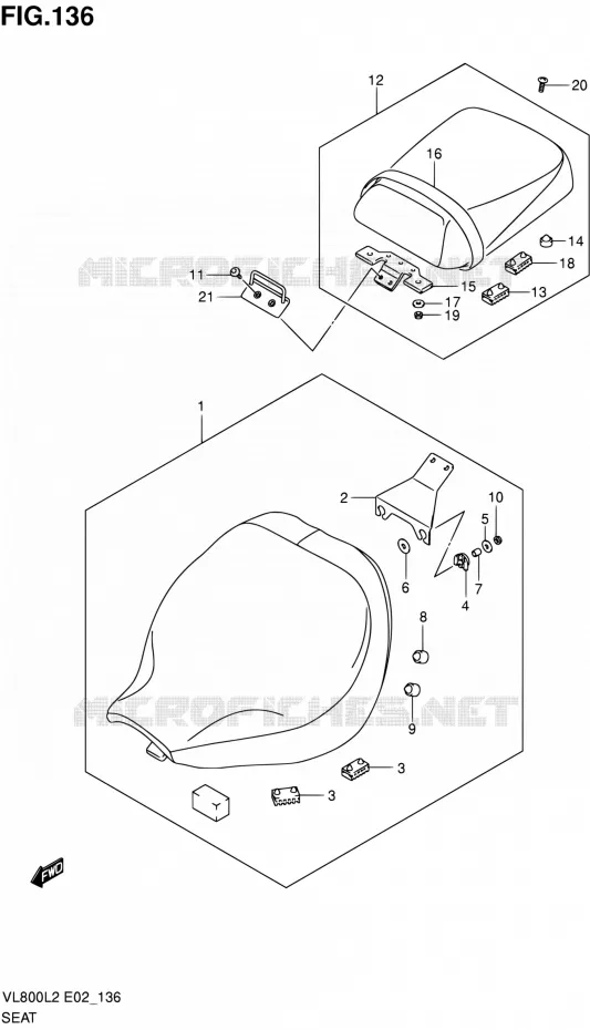 SEAT (VL800CUEL2 E19) Suzuki MOTO 800 VOLUSIA 2012  VL800UEL2