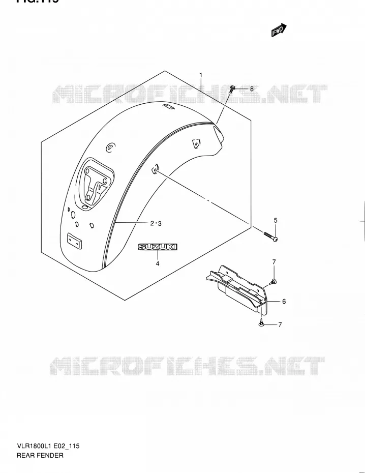 ACHTERSPATBORD (VLR1800TL1 E19) Suzuki MOTO 1800 INTRUDER 2011  VLR1800L1(E19)
