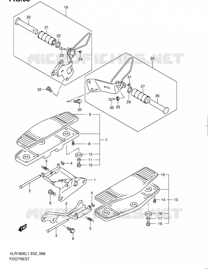 FOOTREST (VLR1800TL1 E02) Suzuki MOTO 1800 INTRUDER 2011  VLR1800L1(E19)