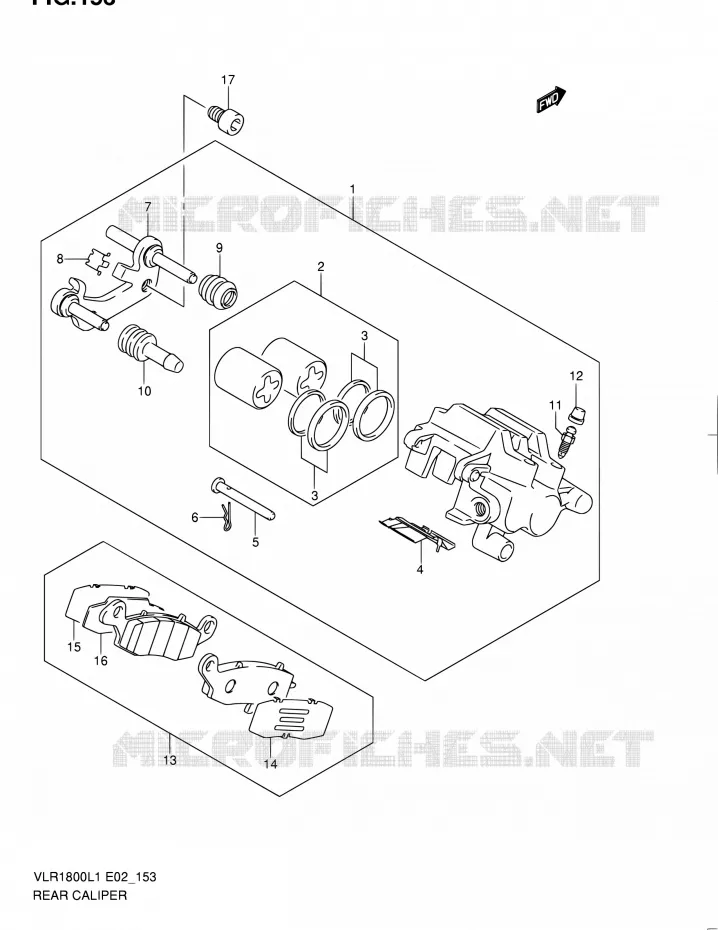 REAR CALIPER Suzuki MOTO 1800 INTRUDER 2011  VLR1800L1(E19)
