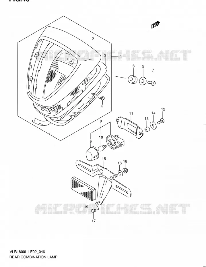 TAIL LIGHT ASSY (VLR1800L1 E02) Suzuki MOTO 1800 INTRUDER 2011  VLR1800L1(E19)