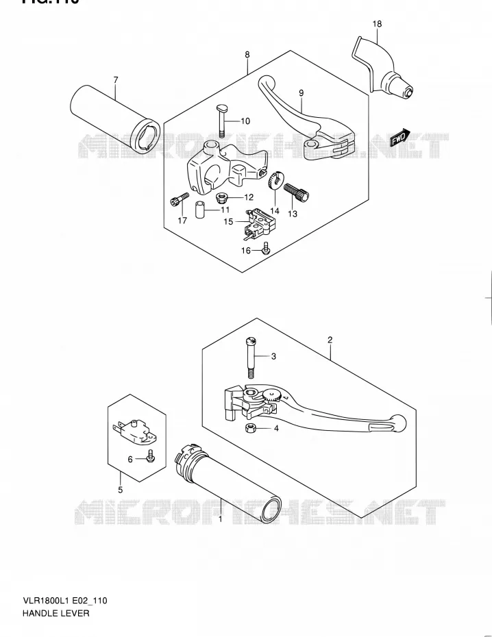 HANDGRIPS - LEVERS Suzuki MOTO 1800 INTRUDER 2011  VLR1800T L1 (E02,E19,24)
