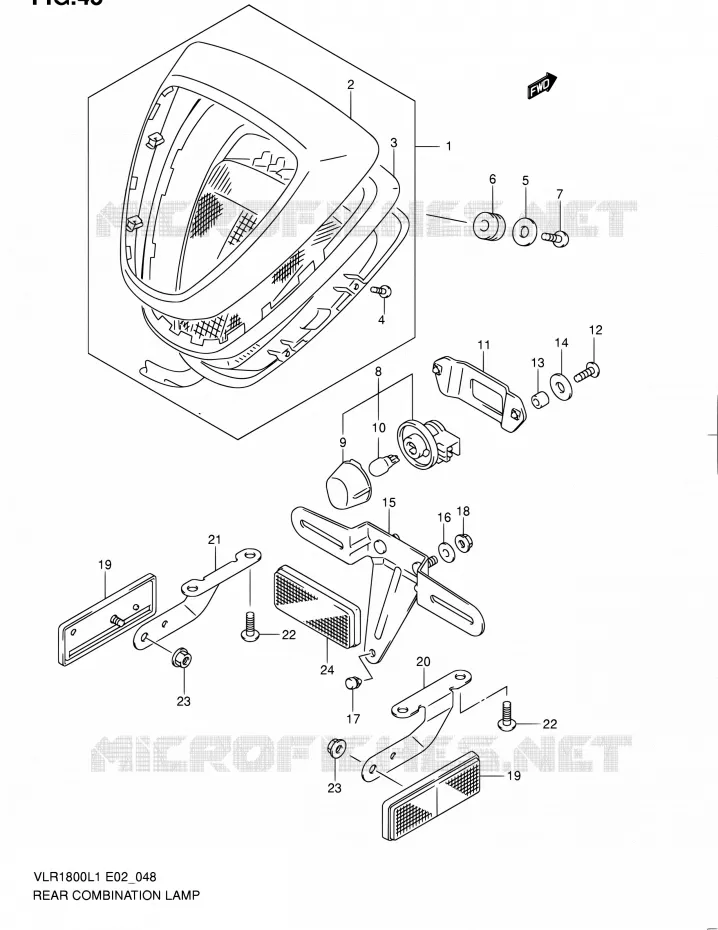 TAIL LIGHT ASSY (VLR1800L1 E24) Suzuki MOTO 1800 INTRUDER 2011  VLR1800T L1 (E02,E19,24)