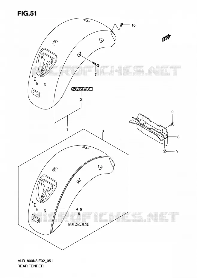 ACHTERSPATBORD (MODEL K8) Suzuki MOTO 1800 BOULEVARD 2008  VLR1800UFK8