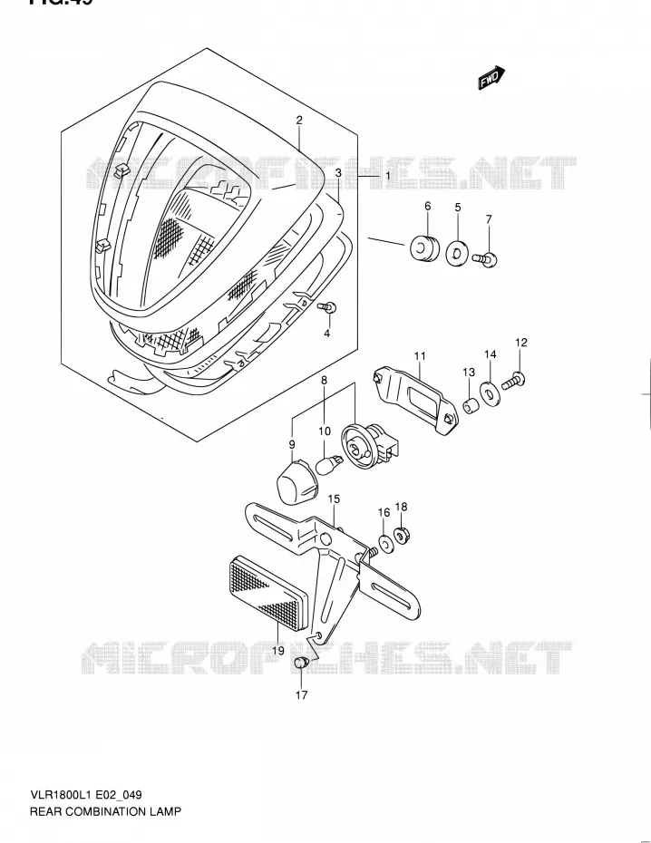 TAIL LIGHT ASSY (VLR1800TL1 E02) Suzuki MOTO 1800 INTRUDER 2011  VLR1800UFL1(E19)