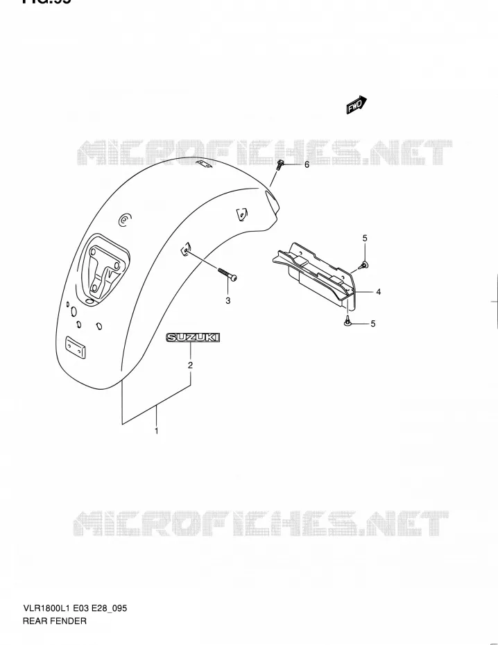 ACHTERSPATBORD (VLR1800L1 E33) Suzuki MOTO 1800 INTRUDER 2011  VLR1800 L1/VLR1800T L1 (E03,E28,E33)