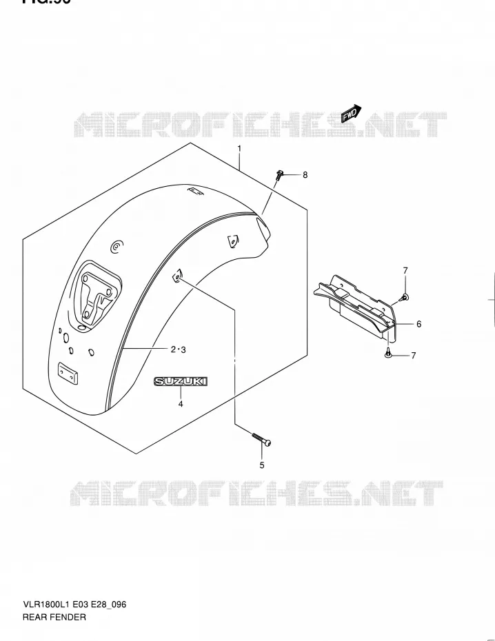 ACHTERSPATBORD (VLR1800TL1 E03) Suzuki MOTO 1800 INTRUDER 2011  VLR1800 L1/VLR1800T L1 (E03,E28,E33)