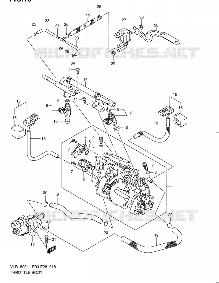 GASKLEPHUIS (VLR1800TL1 E33) Suzuki MOTO 1800 BOULEVARD 2011  VLR1800 L1/VLR1800T L1 (E03,E28,E33)
