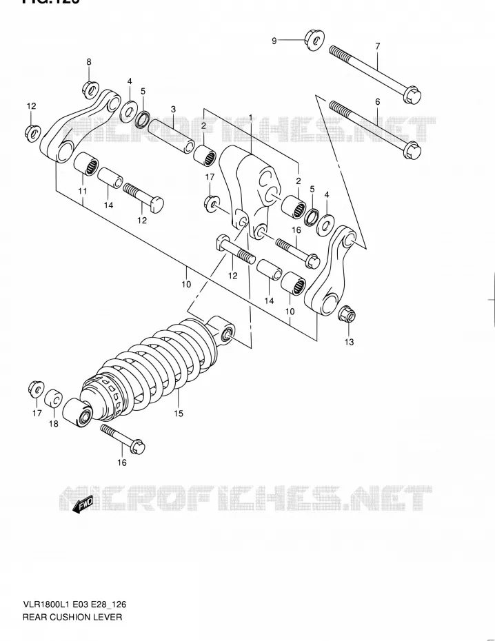 SCHOKBREKER AANEENSCHAKELING (VLR1800TL1 E03) Suzuki MOTO 1800 INTRUDER 2011  VLR1800 L1/VLR1800T L1 (E03,E28,E33)