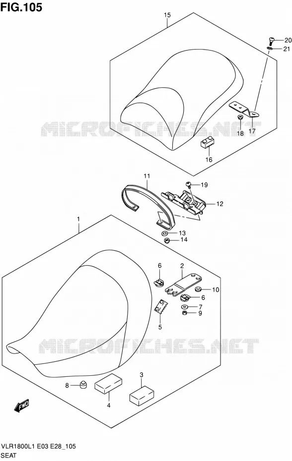 SEAT (VLR1800L1 E03) Suzuki MOTO 1800 INTRUDER 2011  VLR1800 L1/VLR1800T L1 (E03,E28,E33)