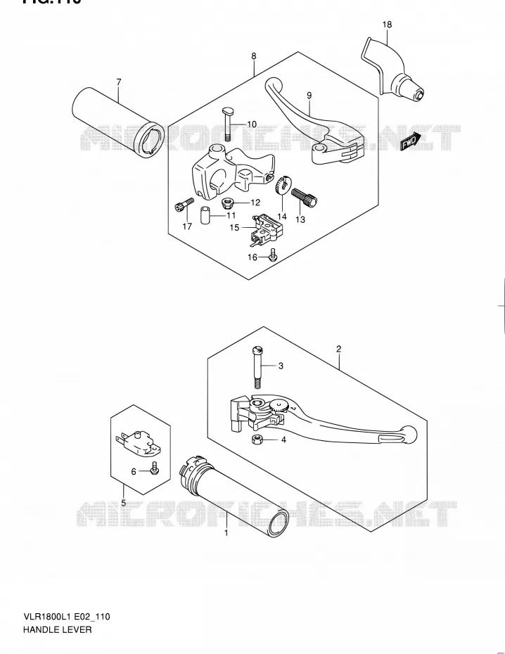HANDGRIPS - LEVERS Suzuki MOTO 1800 INTRUDER 2011  VLR1800L1/VLR1800TL1(E24)