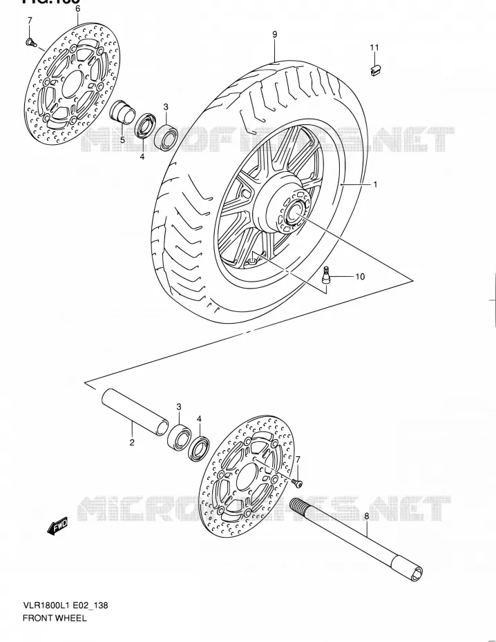 VOORWIEL (VLR1800TL1 E19) Suzuki MOTO 1800 INTRUDER 2011  VLR1800L1/VLR1800TL1(E24)