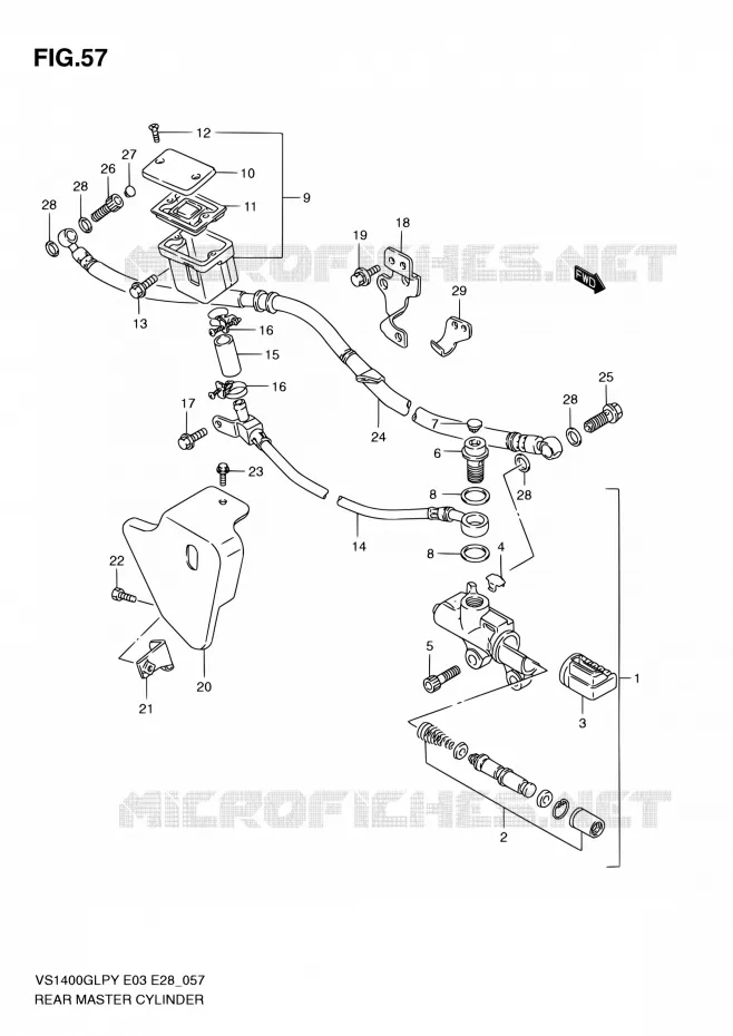 ACHTER HOOFDREMCILINDER Suzuki MOTO 1400 INTRUDER 1996  VS1400GLP T (E03,E28,E33)