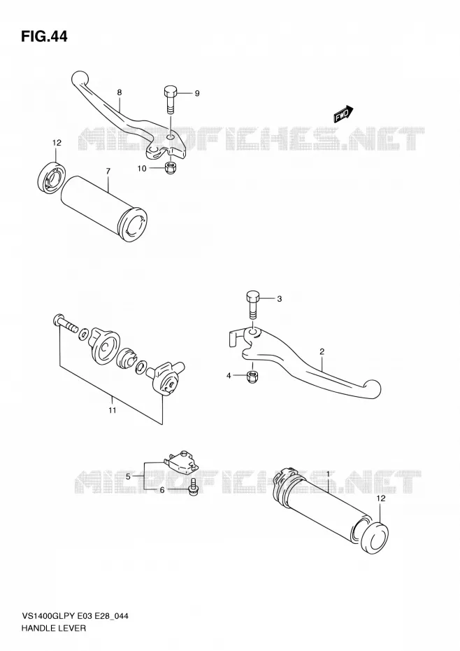 HANDGRIPS - LEVERS Suzuki MOTO 1400 INTRUDER 1996  VS1400GLP T (E03,E28,E33)