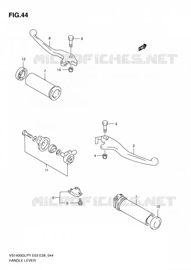 HANDGRIPS - LEVERS Suzuki MOTO 1400 INTRUDER 1997  VS1400GLP V (E03,E28,E33)