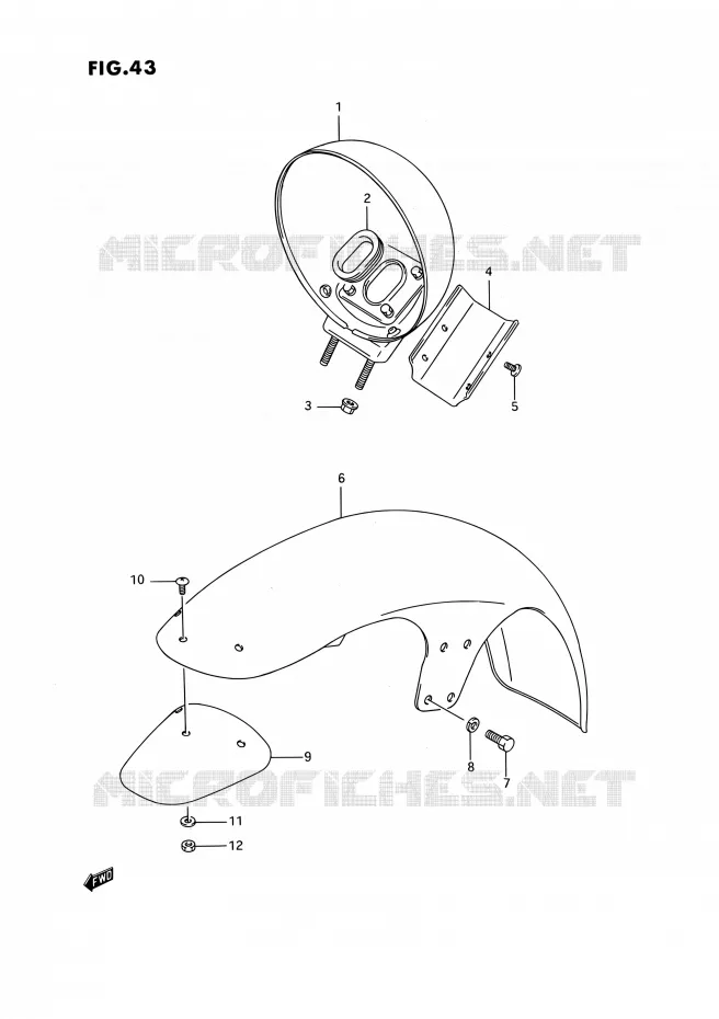 FRONT FENDER (MODELE H/J/K/L/M/N/P/R) Suzuki MOTO 1400 INTRUDER 1991  VS1400GLPM/VS1400GLFM(E01,E04,E17,E21,E22,E34,E39)