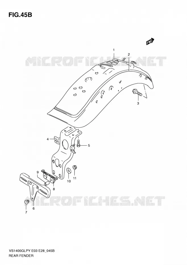 ACHTERSPATBORD (MODELE Y/K1/K2/K3) Suzuki MOTO 1400 INTRUDER 2000  VS1400GLP Y (E03,E28,E33)