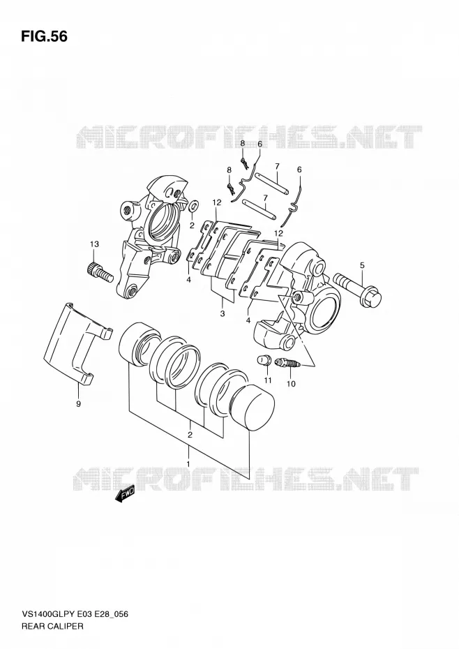 REAR CALIPER Suzuki MOTO 1400 INTRUDER 2001  VS1400GLP K1 (E03,E28,E33)