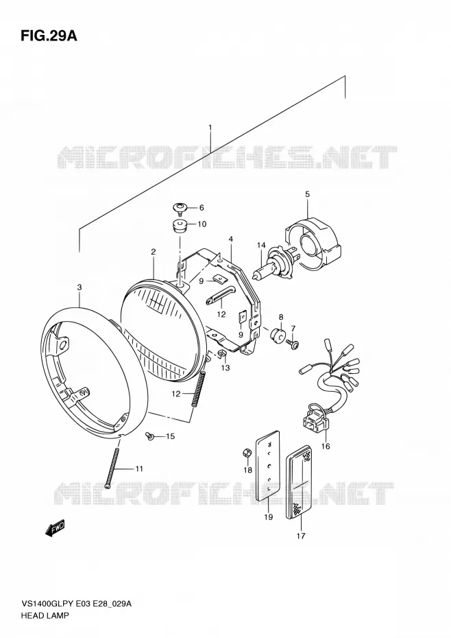 KOPLAMP (MODEL K1/K2/K3) Suzuki MOTO 1400 INTRUDER 2002  VS1400GLP K2 (E03,E28,E33)