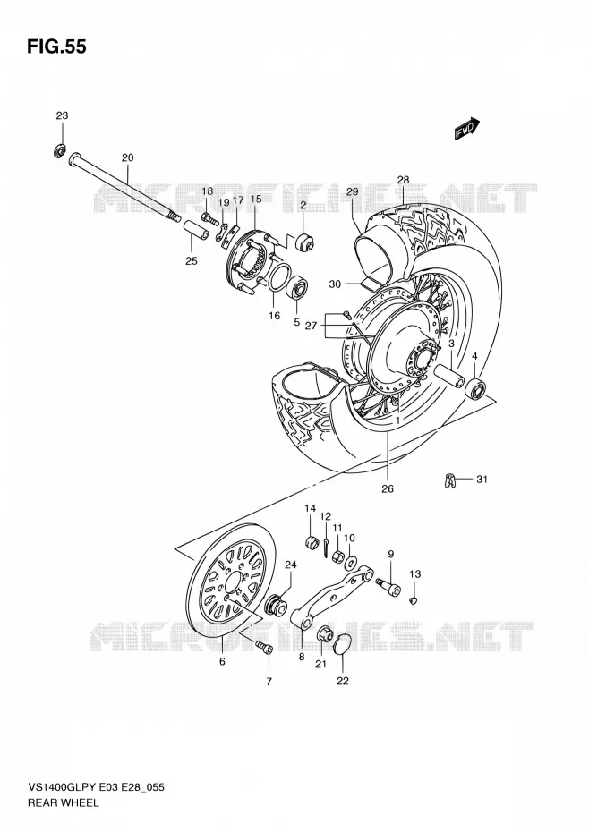 ACHTERWIEL Suzuki MOTO 1400 INTRUDER 2003  VS1400GLP K3 (E03,E28,E33)