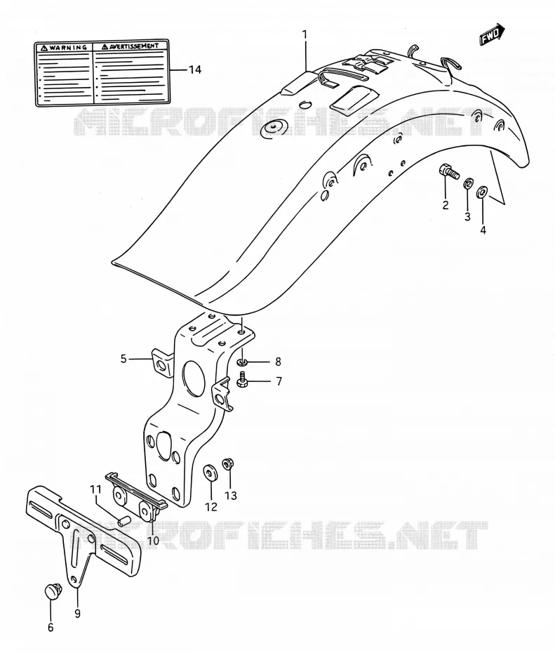 ACHTERSPATBORD Suzuki MOTO 1400 INTRUDER 1990  VS1400GLP M/VS1400GLF M (E03,E28,E33)