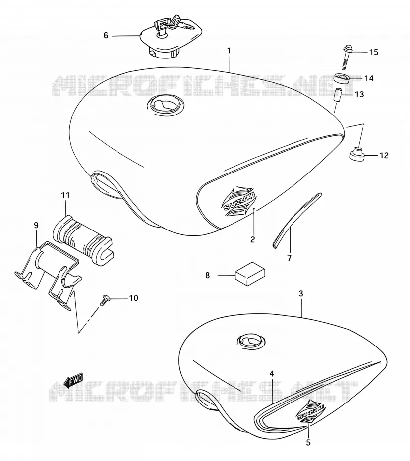 BENZINETANK (MODELE P/R) Suzuki MOTO 1400 INTRUDER 1990  VS1400GLP P/VS1400GLF P (E03,E28,E33)