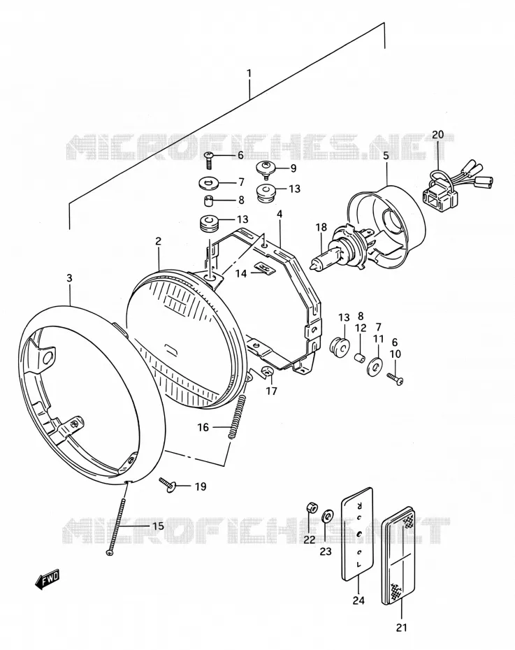 KOPLAMP Suzuki MOTO 1400 INTRUDER 1990  VS1400GLP P/VS1400GLF P (E03,E28,E33)