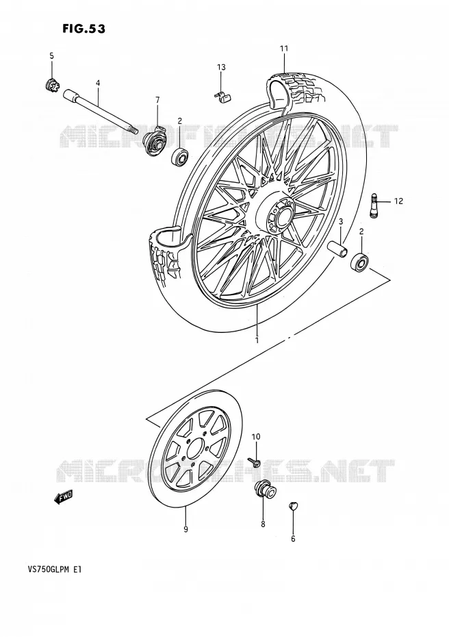 VOORWIEL (VS750GLEFH/GLEPH) Suzuki MOTO 750 INTRUDER 1985  VS750GLF(E02)