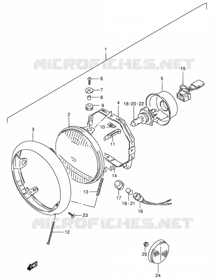 KOPLAMP (MODELE N/P/R) Suzuki MOTO 800 INTRUDER 1992  VS800GL N (E01,E02,E04,E16,E17,E18,E21,E22,E25,E34,E39,E53)