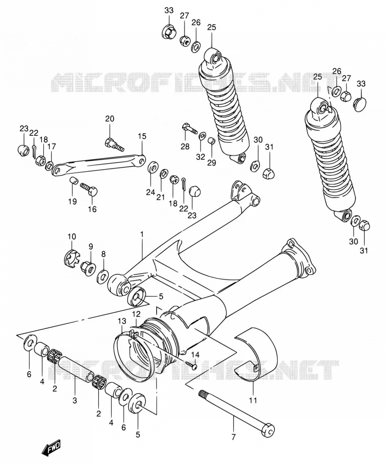 SWINGARM Suzuki MOTO 800 INTRUDER 1993  VS800GL P (E02,E04,E17,E18,E21,E22,E25,E34,E53)
