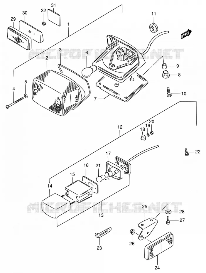 ACHTERLICHT (MODELE V) Suzuki MOTO 800 INTRUDER 1997  VS800GL V (E02,E04,E17,E18,E22,E25,E34,P37)
