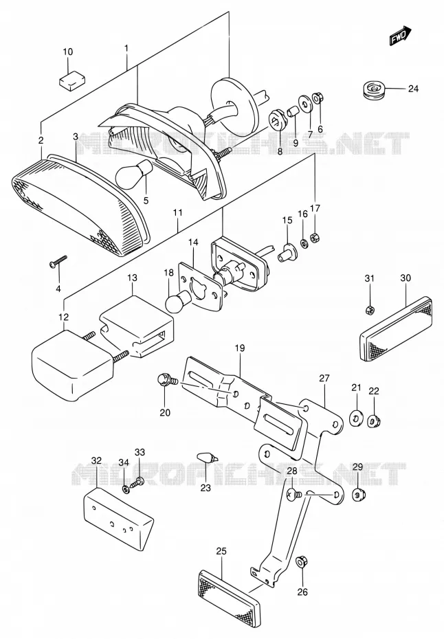 ACHTERLICHT (MODELE L/M/N) Suzuki MOTO 800 VX 1990  VX800 L/VX800U L