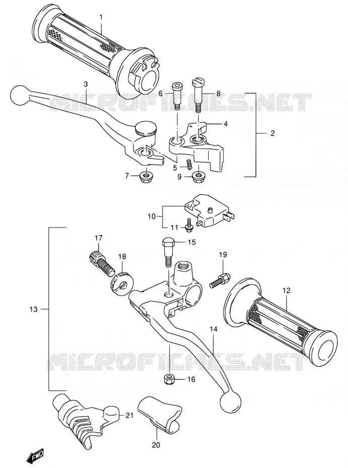 HANDGRIPS - LEVERS Suzuki MOTO 800 VX 1990  VX800 L/VX800U L
