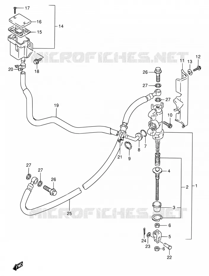 ACHTER HOOFDREMCILINDER Suzuki MOTO 800 VX 1992  VX800 N/VX800U N