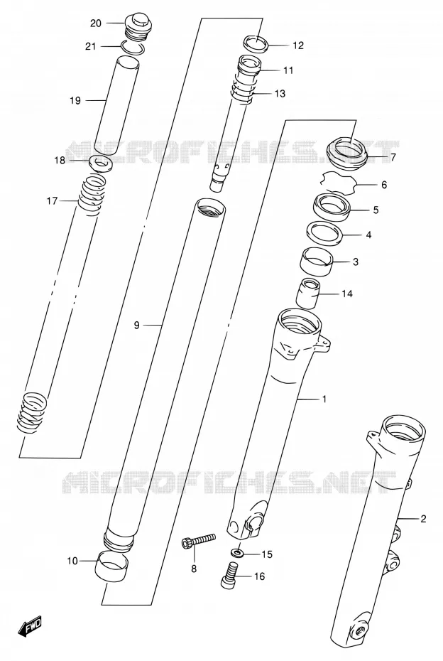 FRONT SCHOKDEMPER (MODELE L/M/N) Suzuki MOTO 800 VX 1992  VX800 N/VX800U N