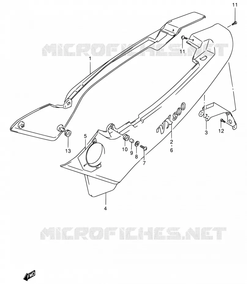 ACHTER KUIP  (MODELE R/T) Suzuki MOTO 800 VX 1996  VX800 T/VX800U T