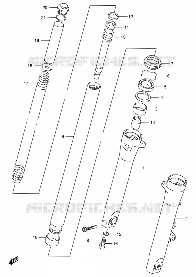 FRONT SCHOKDEMPER (MODELE P/R/T) Suzuki MOTO 800 VX 1996  VX800 T/VX800U T