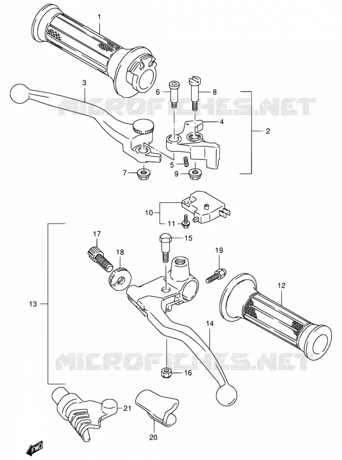 HANDGRIPS - LEVERS Suzuki MOTO 800 VX 1996  VX800 T/VX800U T