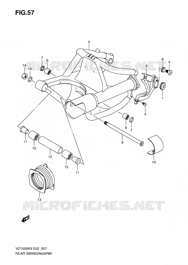 SWINGARM Suzuki MOTO 1500 BOULEVARD 2010  VZ1500 L0 (E02,E19,E24)