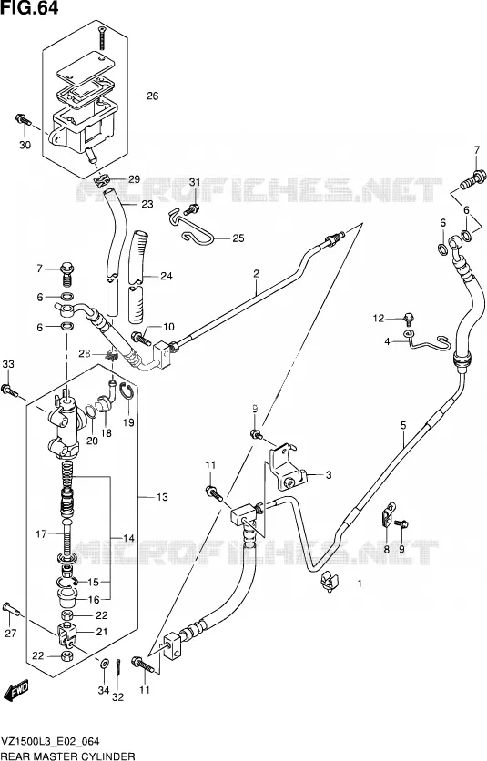 ACHTER HOOFDREMCILINDER Suzuki MOTO 1500 BOULEVARD 2013  VZ1500 L3 (E02)